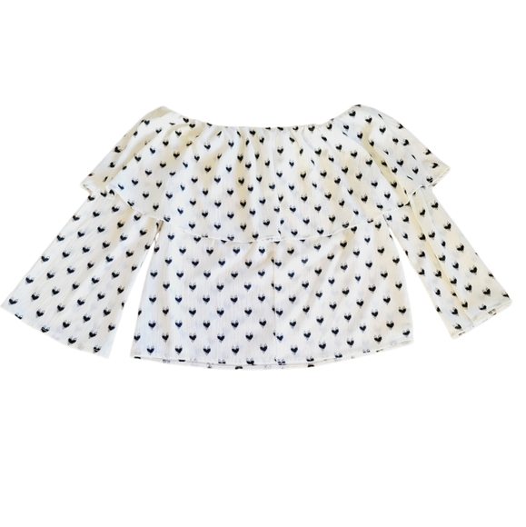 Rue21 Tops - 🌺3 for $10 Rue21 Heart Print Strapless Bell Sleeve Blouse